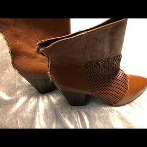 Dark tan leather boots